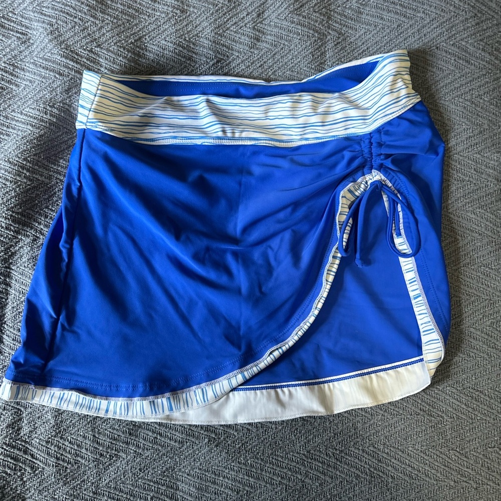 Blue and White mini skirt swimsuit/coverup